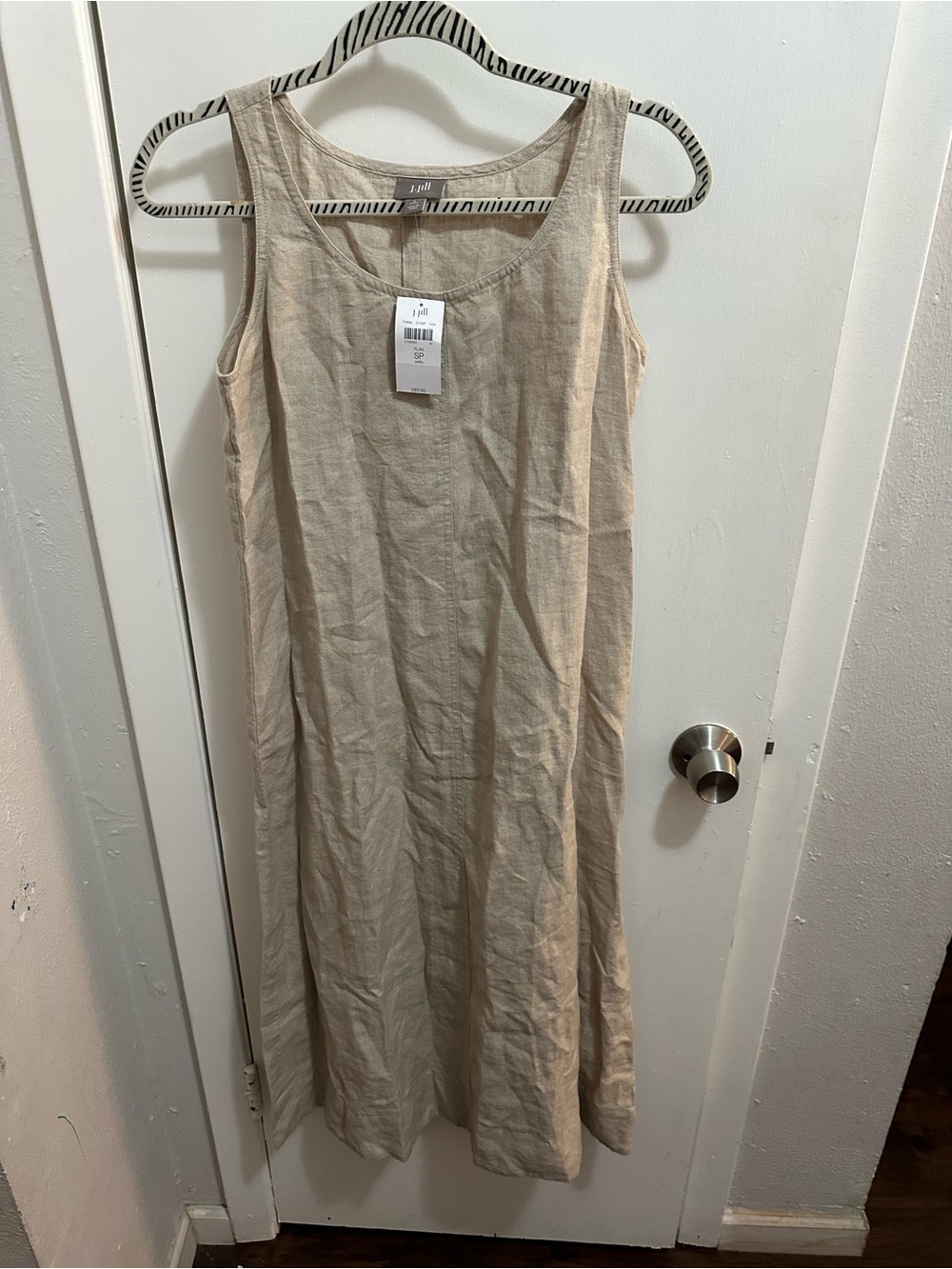 J. Jill Sleeveless Linen-Blend Midi Dress in Natural Beige